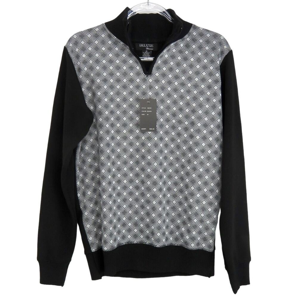 Deluxe Homme Vintage Sweater Retro Diamond Preppy Knit Pullover Sweater Medium